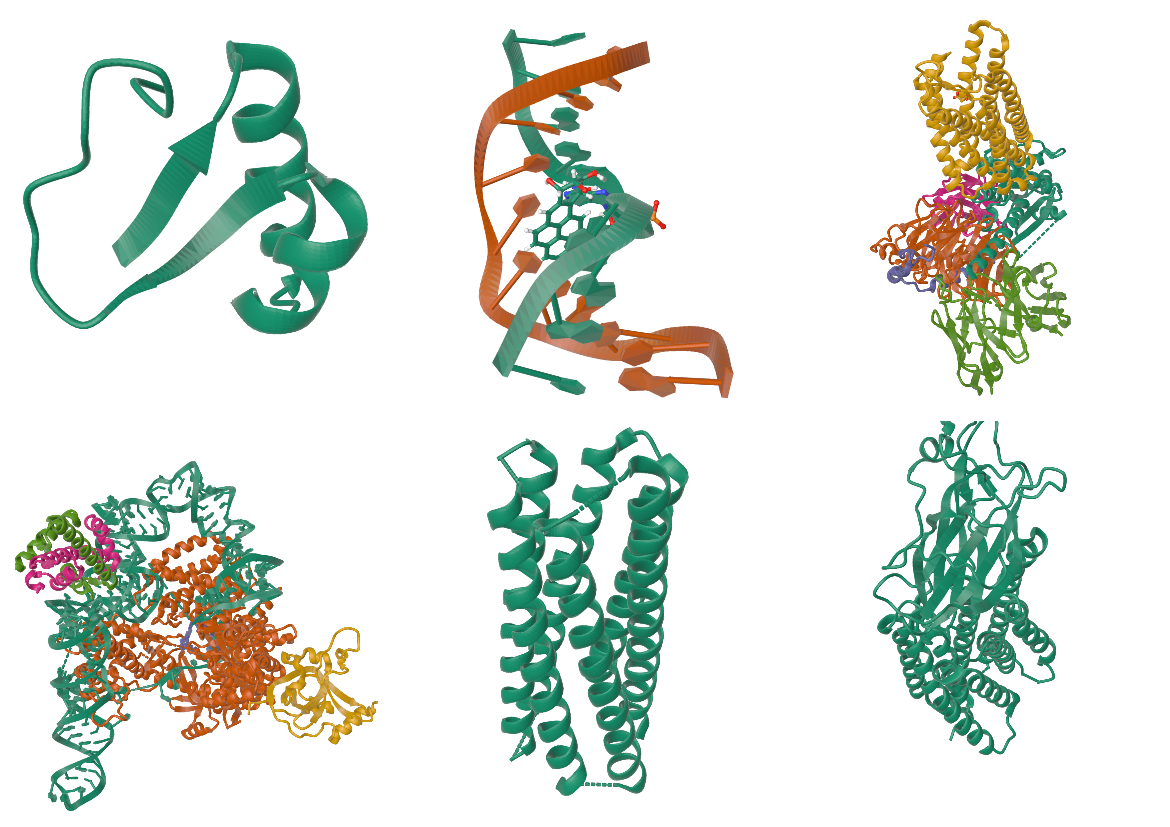Gallery of molecular structures rendered with Molfig