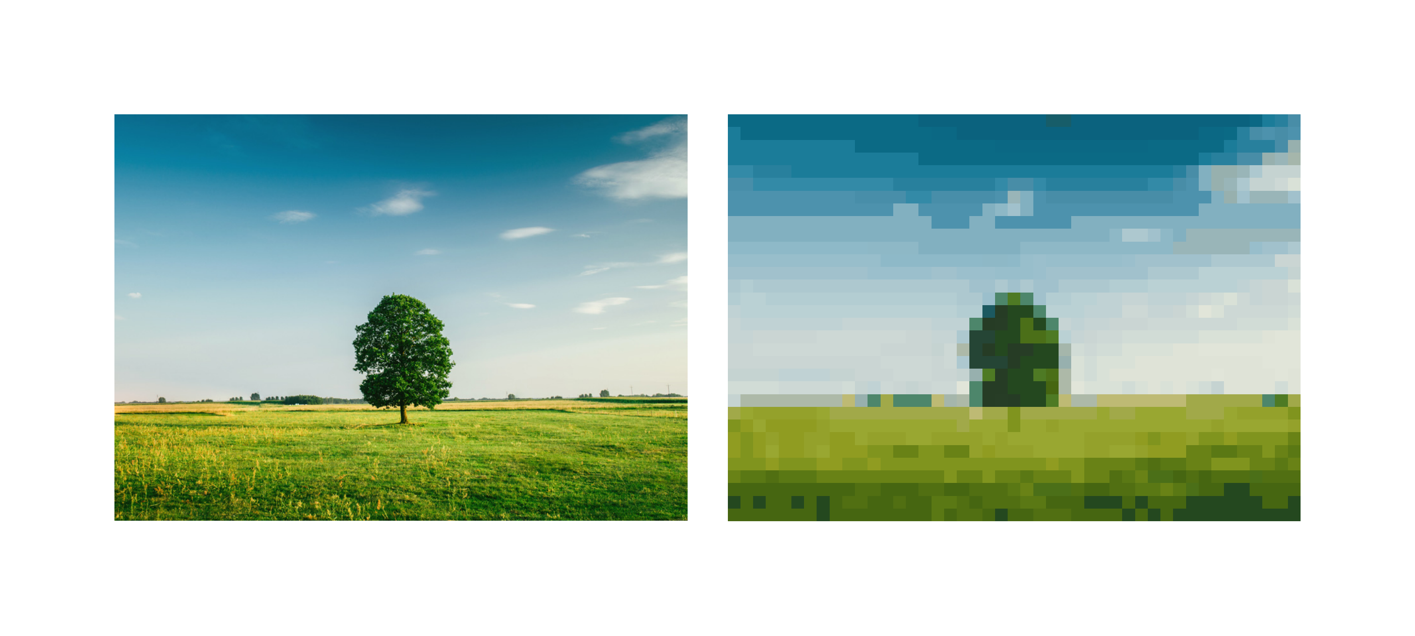 Comparison: Original image vs Pixel art version